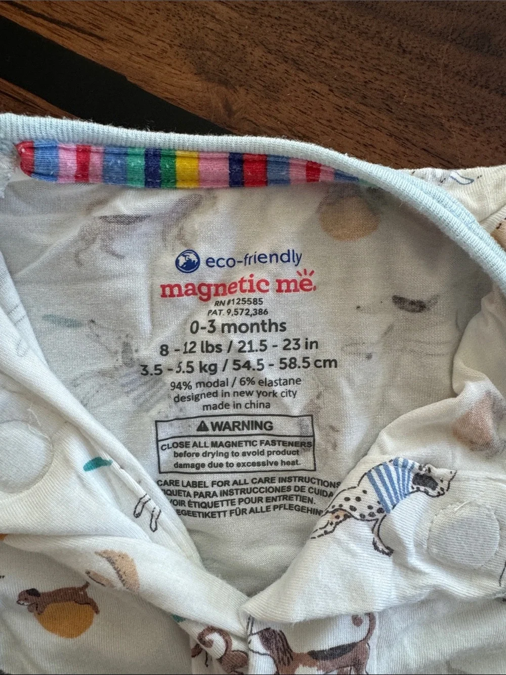 Magnetic Me White Baby Footed One-Piece with Dog Animal Print